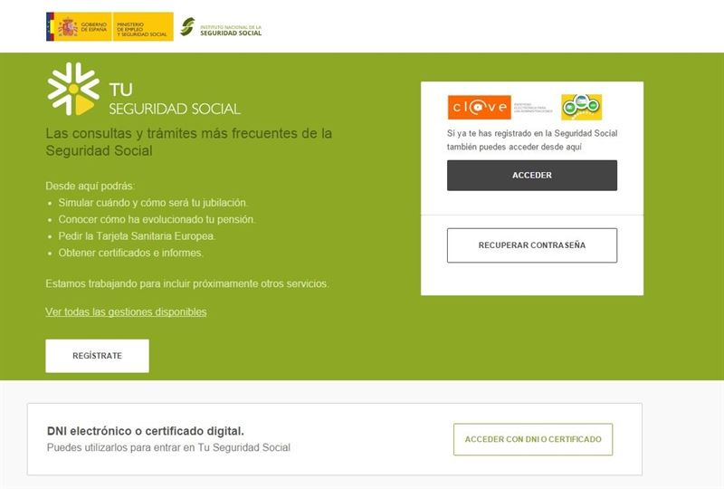 Trámites online de la Seguridad Social